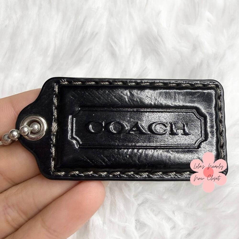 2” COACH Black Fob Bag Charm Hang tag Hangtag